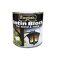 Rustins Satin Black Quick Drying Paint 0.5 Litres