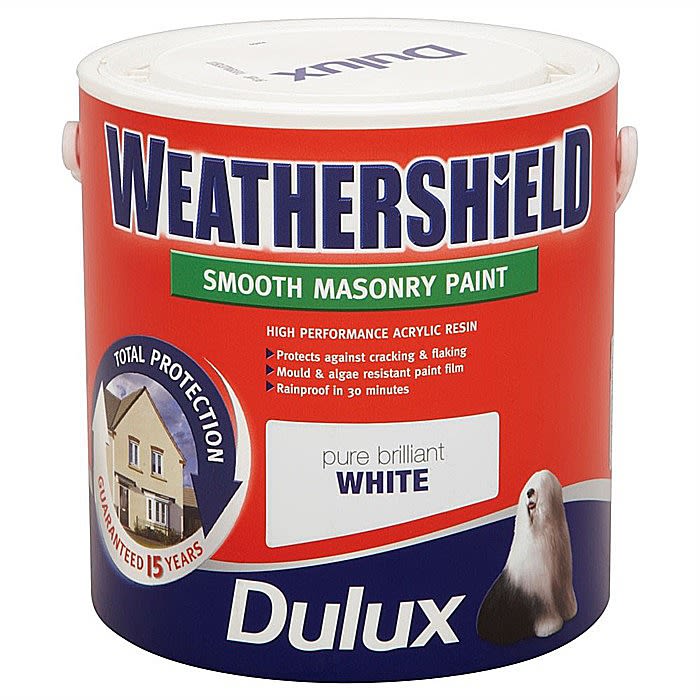 Dulux Pure Brilliant White Weathershield Masonry Paint 7.5 Litre - Ray