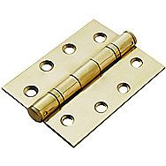 Intelligent Hardware 100mm Ball Bearing Hinge Polished Brass Pair