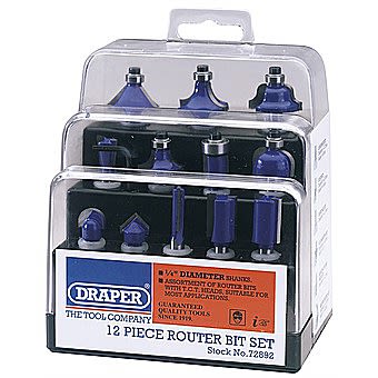 Draper 72892 12 Piece 1/4" TCT Router Bit Set