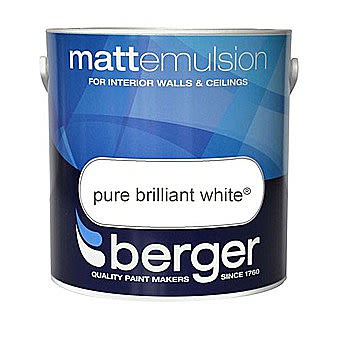 Berger Flat White Matt Emulsion Paint 5 Litre Tin