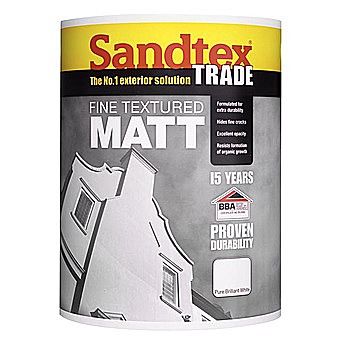 Sandtex 15 Year Exterior Trade Fine Textured Masonry Paint Matt White