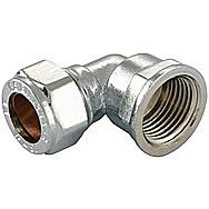 Chrome Plated Compression Female Elbow 15mm x 1/2 Inch