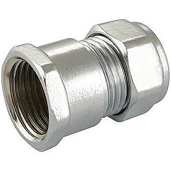 Chrome Plated Compression Female Straight 15mm x 1/2 Inch