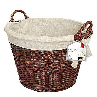 De Vielle Natural Wicker Round Log Basket and Liner