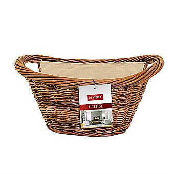 De Vielle Natural Wicker Oval Log Basket and Liner