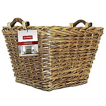 DeVielle Premium Heavy Duty Lined Square Willow Log Basket DEF762847