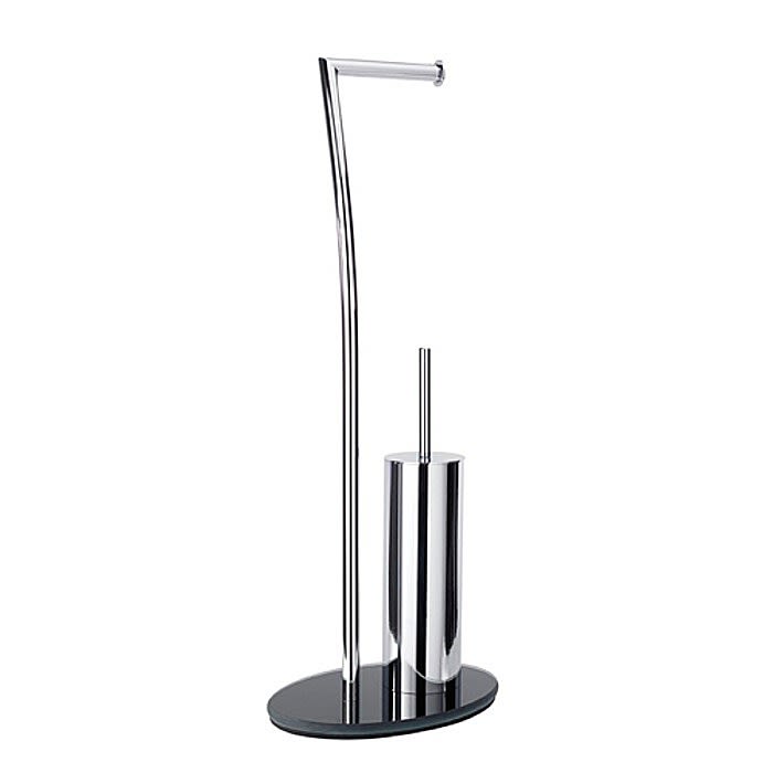 Essence Toilet Roll Holder and Toilet Brush Black Chrome Ray