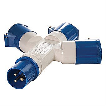 16 Amp 230 Volt Blue 3 Way Splitter