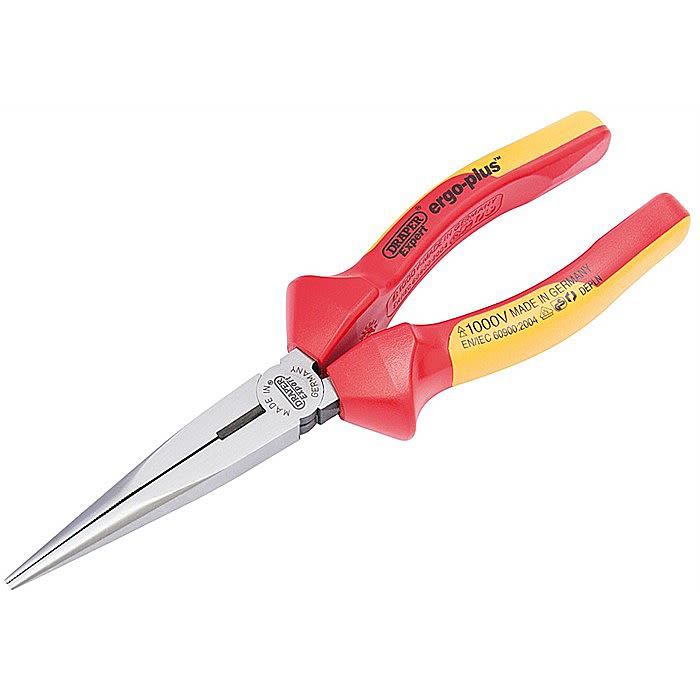 Draper 50247 200mm Ergo Plus Fully Insulated VDE Long Nose Pliers Ray