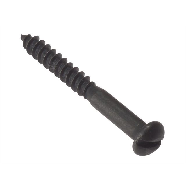 Black Japanned Slotted Round Head Wood Screw 10 x 1.1/2 Inch Ray