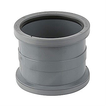Soil Pipe Double Socket Connector Grey 110mm
