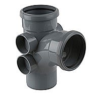 Soil Pipe Double Socket Branch with 4 Bosses Grey 110mm 92.5º