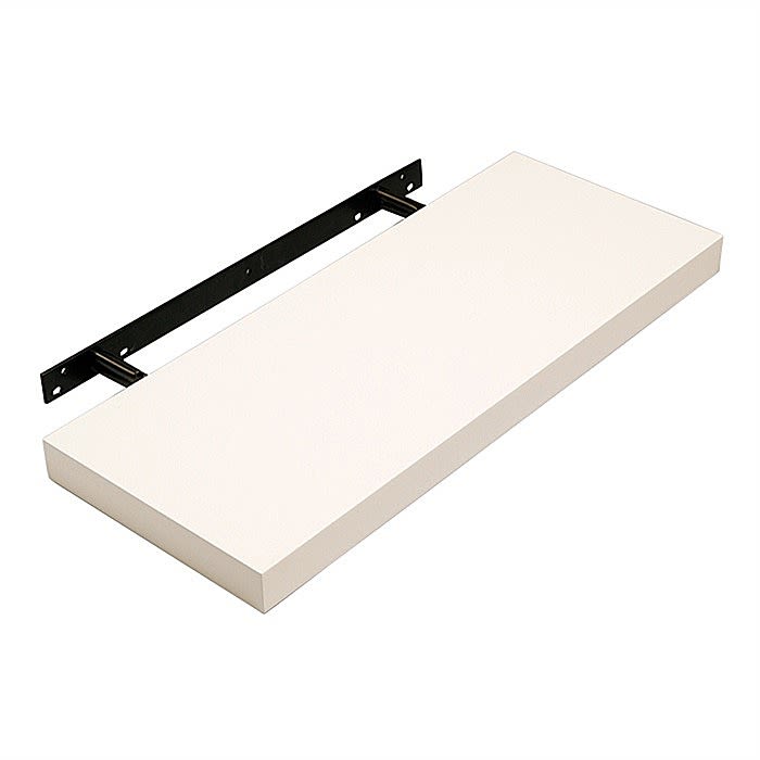 Hudson Gloss Cream Floating Shelf Kit 900mm & Concealed Bracket Ray Grahams DIY Store