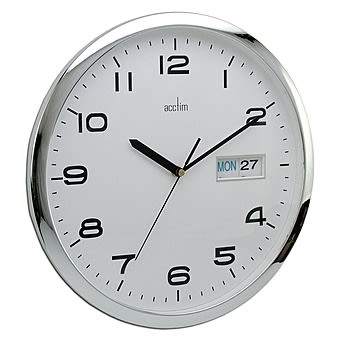 Acctim 21027 Supervisor Day & Date Wall Clock Chrome