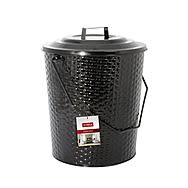 De Vielle Basket Weave Black Coal Bucket and Lid DEF977961