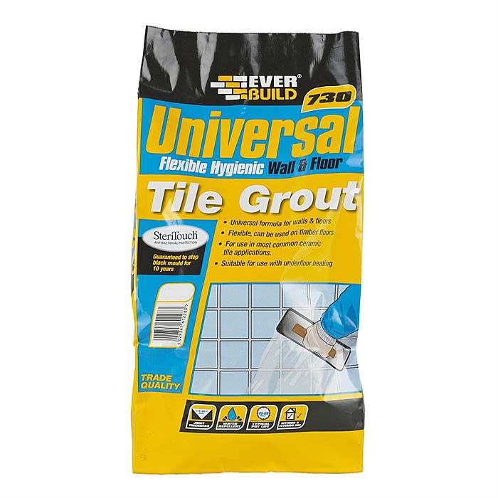 EverBuild Universal Flexible Hygienic Wall & Floor Grout Grey 5kg Ray