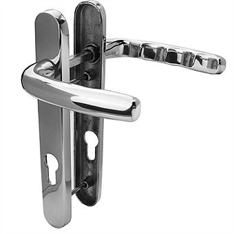 PVC Door Lock Handles 2 Hole Chrome Silver 92mm