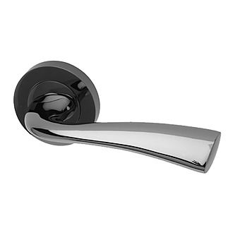 Scimitar Lever on Rose Black Nickel Door Handles