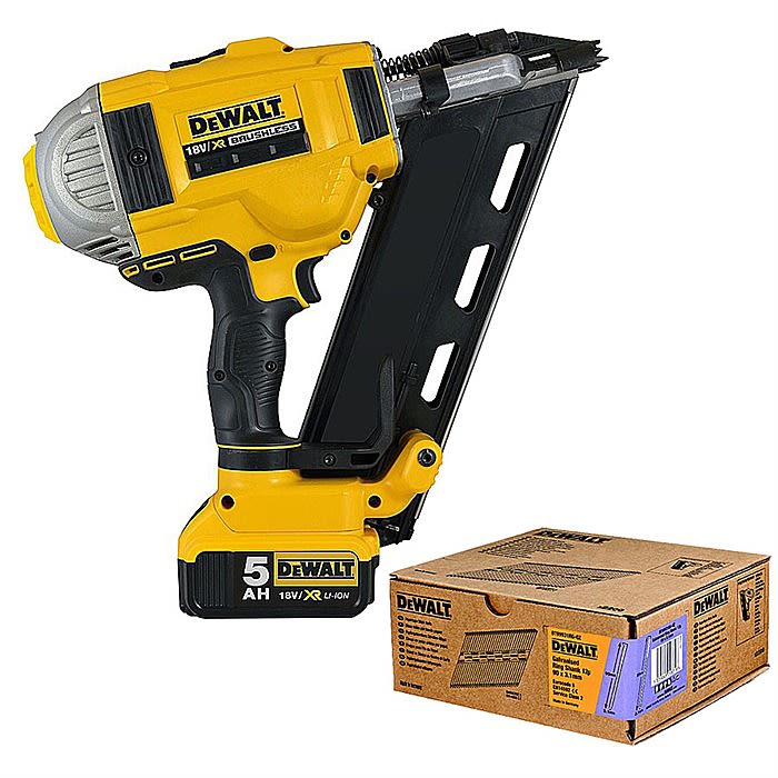 Dewalt DCN692P2 XPS Brushless Nail Gun & 90mm Nails 2200 Pack Kit Ray