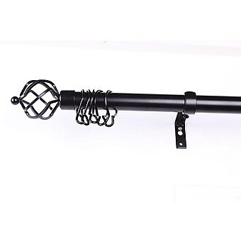 Deville DEV534Z Classic Black Curtain Pole with Metal Cage Ends