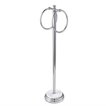 Opera Free Standing Double Ring Towel Rail Chrome | Showerdrape