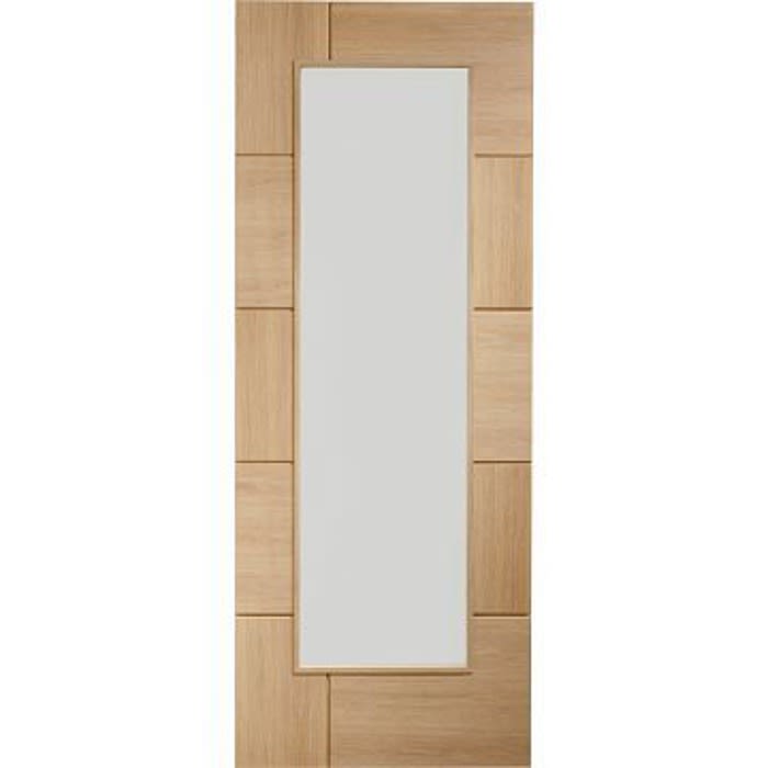 Internal Prefinished Ravenna Oak Door 78" x 30" with Clear Glass Ray
