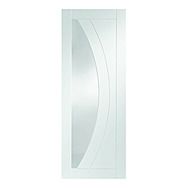 White Primed Salerno Glazed Door with Clear Glass