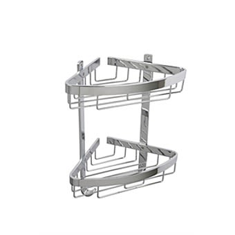 Croydex Aluminium Large  2 Tier Bathroom Storage Corner Basket