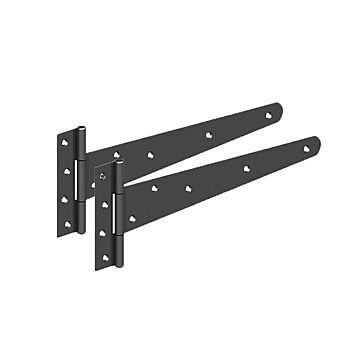 450mm Strong Black Epoxy Tee Hinge Pair 18"