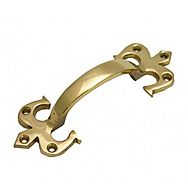 180mm (7") Solid Brass Fleur De Lys Handle