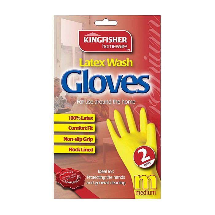 Kingfisher Latex Washing Up Gloves Medium 2 Pairs Ray Grahams DIY Store