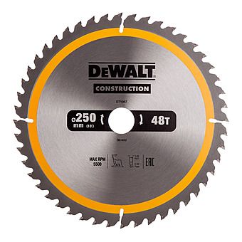 DeWalt DT1957 250mm x 30mm 48T Construction Circular Saw Blade