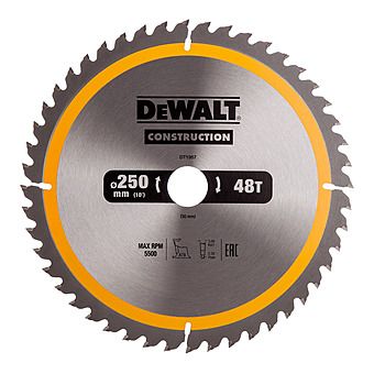 DeWalt DT1957  250x30mm 48T Construction Circular Saw Blade 