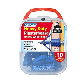 Plasplugs Heavy Duty Plasterboard Fixings Blue 4.5mm 10 Pack
