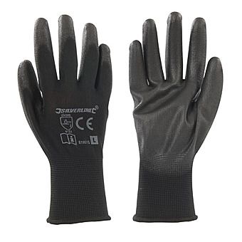 Picture of Silverline 819015 13 Gauge Black Palm Gloves Large