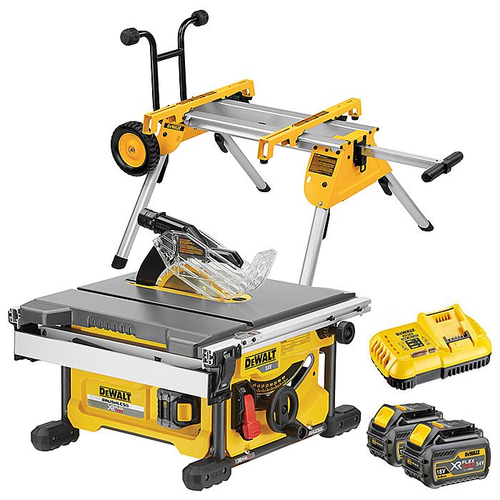 DeWalt DCS7485 54V FlexVolt Table Saw & DE7400 Saw Stand Kit Ray
