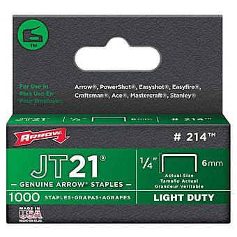 Arrow 214 JT21 6mm (1/4") Staples 1000pk