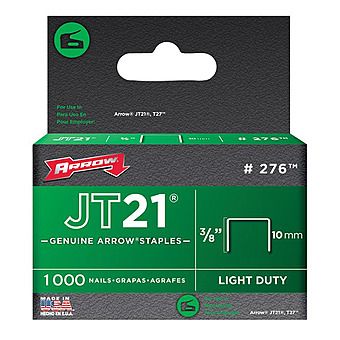 Arrow 276 JT21 10mm (3/8") Staples 1000pk