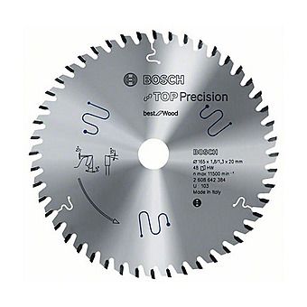 Bosch 165mm x 20mm 48T Top Precision Circular Saw Blade 2 608 642 384