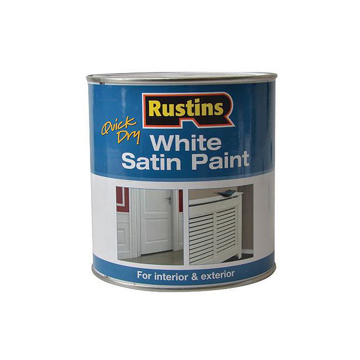 Rustins White Satin Paint Quick Dry 500ml Ray Grahams DIY Store