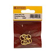 Centurion 22mm Polished Brass Consumer Hook 4 Pack