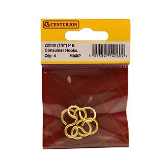 Centurion 22mm Polished Brass Consumer Hook 4 Pack