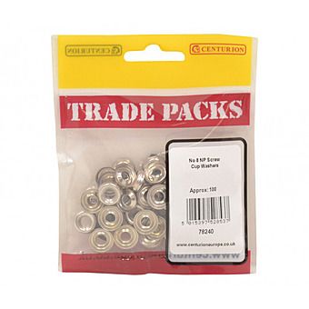 Centurion 78240 No.8 Screw Cup Washers 100pk Nickel Plated