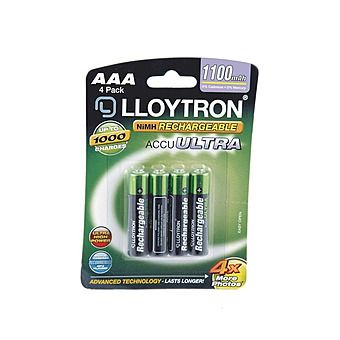 Lloytron AAA Rechargeable Batteries 4 Pack NiMH