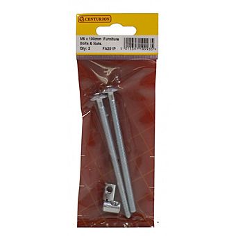 Centurion FA251P M6 x 100mm Furniture Bolts and Nuts 2 Pack
