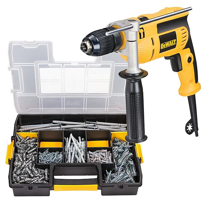 Trapano A Percussione DeWalt 240V - 13mm Kit Con Mandrino Senza Chiave E Custodia