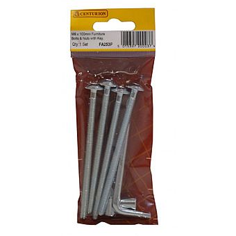 Centurion FA253P M6 x 100mm Furniture Bolts & Nuts Pack of 4