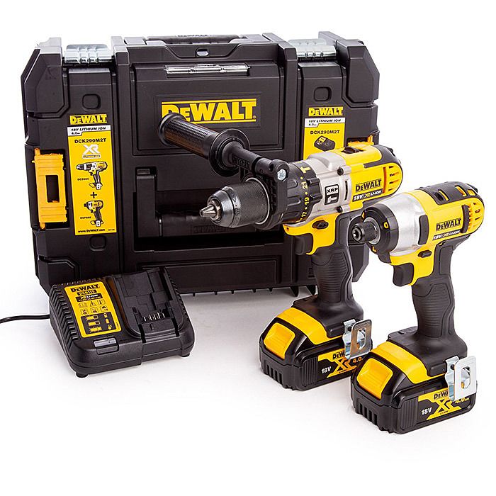 Dewalt DCK290M2T XR 18 Volt Hammer Drill And Impact Driver Kit 4.0Ah