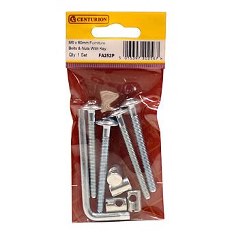 Centurion FA252P M6 x 60mm Furniture Bolts & Nuts Pack of 4